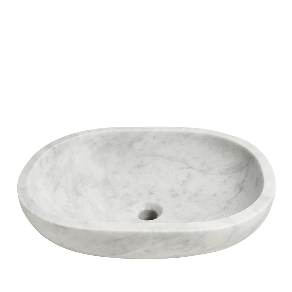 Sten oval marble vessel sink; $2,757. waterworks.com