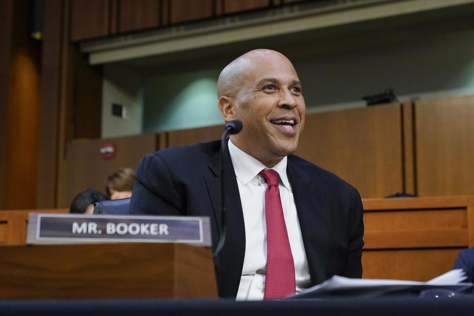 Sen. Cory Booker, D-N.J., speaks during a confirmation hearing for Supreme Court nominee Ketanji Brown Jackson before the Senate Judiciary Committee on Capitol Hill in Washington, Wednesday, March 23.