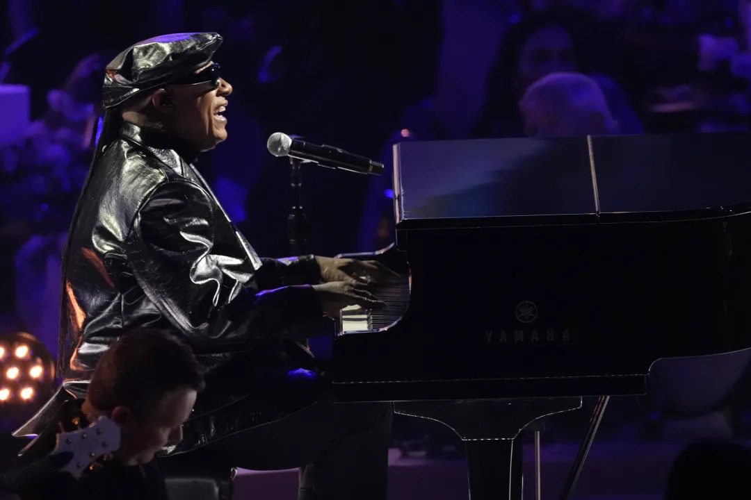 Stevie Wonder pays tribute to Tony Bennett during the 66th annual Grammy Awards on Sunday, Feb. 4, 2024, in Los Angeles. (AP Photo/Chris Pizzello)