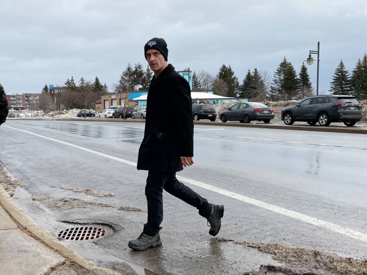 David Robert West of Riverview shown outside the Moncton courthouse on Feb. 17. (Shane Magee/CBC - image credit)