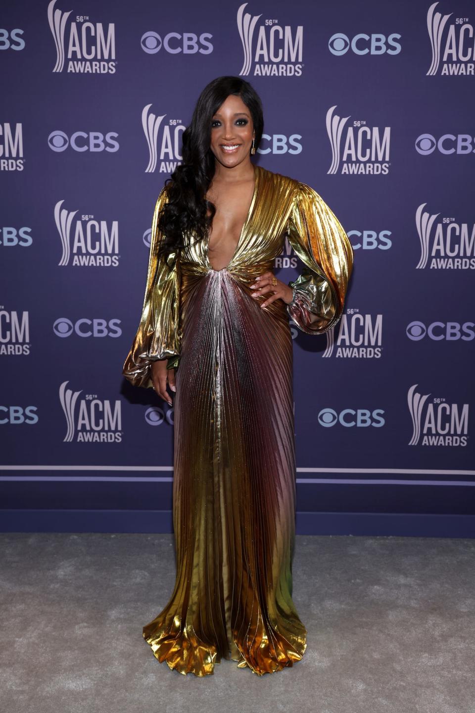 Mickey Guyton attends the 2021 ACM Awards.