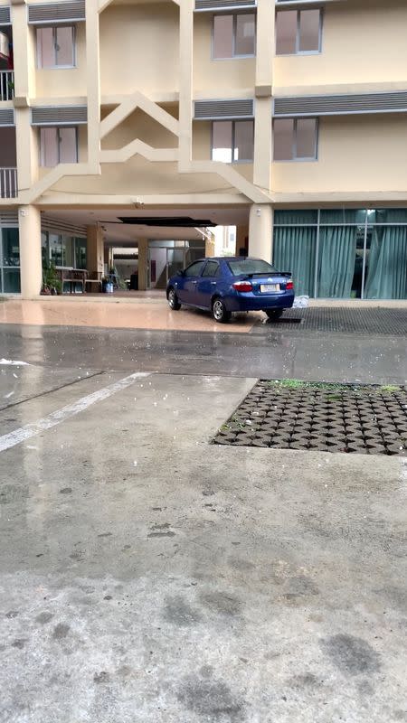 A view of hailstones falling during a powerful storm, in Chiang Mai