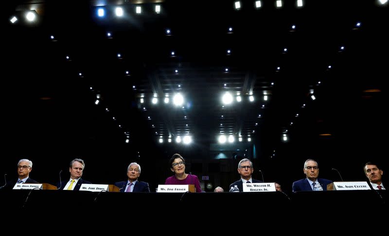FILE PHOTO: Chief executives of the country's largest banks testify at a Senate Banking, Housing, and Urban Affairs hearing on Capitol Hill in Washington