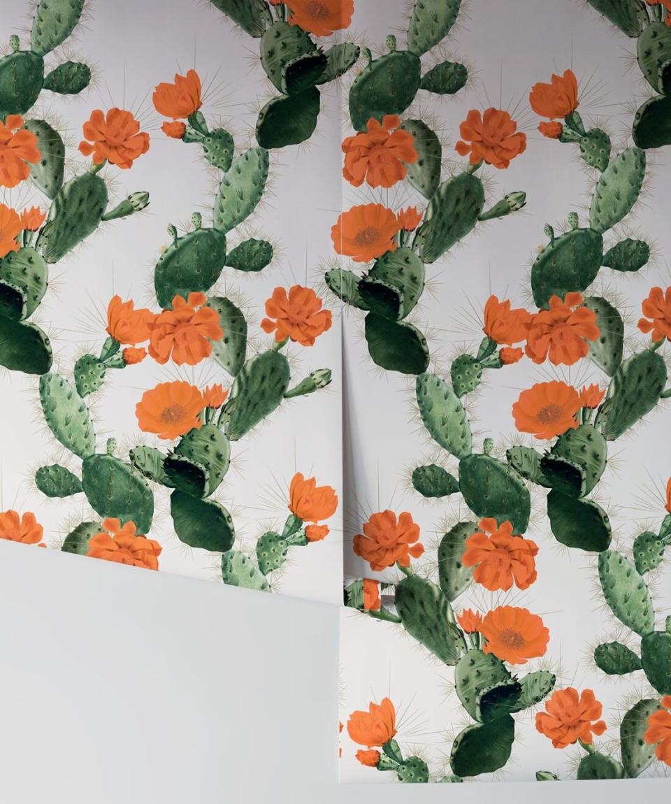 Cactus Pattern Wallpaper in Red and Green