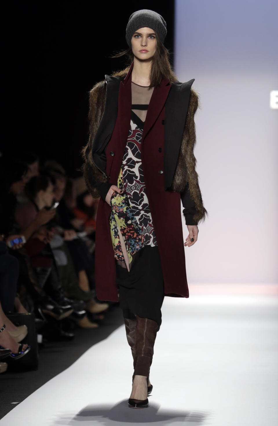 The BCBG Max Azria Fall 2013 collection is modeled during Fashion Week in New York on Thursday, Feb. 7, 2013. (AP Photo/Richard Drew)