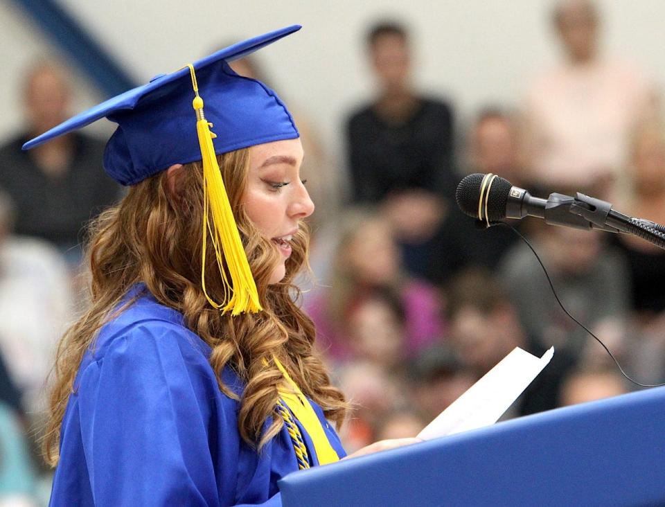 MHS Salutatorian Hannah Clark gives her address.