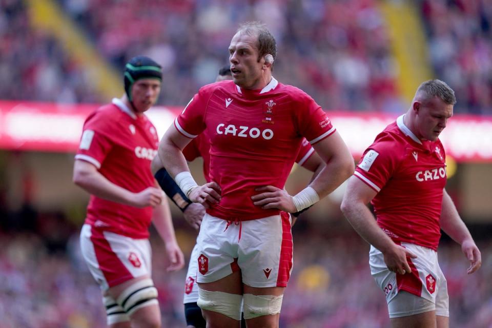 Alun Wyn Jones (centre) made his Wales debut 16 years ago (Mike Egerton/PA) (PA Wire)