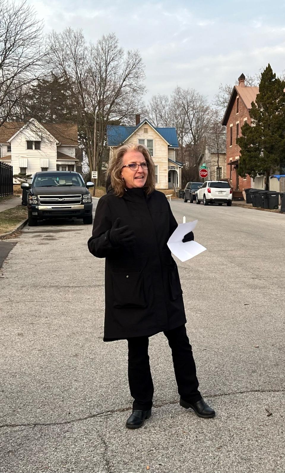 Jennifer Layton, CEO of LTHC Homeless Services, speaking at a recent vigil.