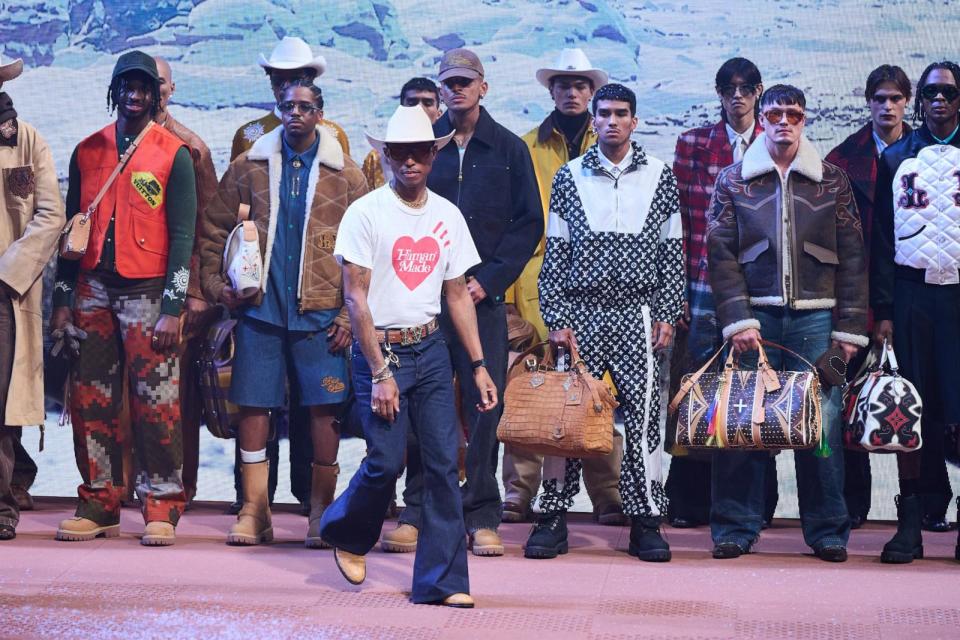 PHOTO: Pharrell Williams walks the runway during the Louis Vuitton Menswear Fall/Winter 2024-2025 show as part of Paris Fashion Week on Jan. 16, 2024 in Paris. (Francois Durand/Getty Images)