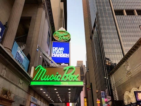 The Music Box Theater on W. 45th Street is where "As Thousands Cheer" opened in 1933. "Purlie Victorious" is playing there now