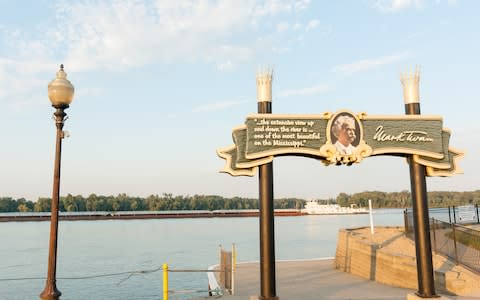 Mark Twain sign on the banks of the Mississippi in Hannibal - Credit: iStock