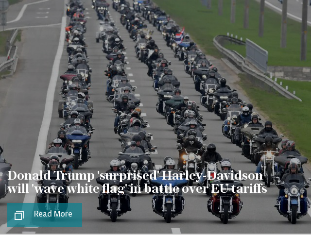 Donald Trump 'surprised' Harley-Davidson will 'wave white flag' in battle over EU tariffs