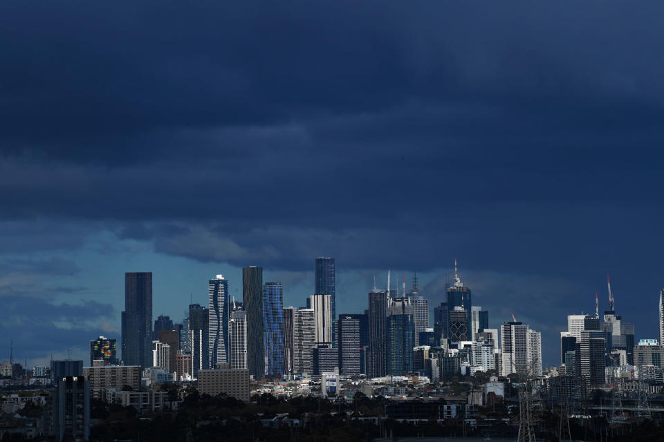 General view of the Skyline in Melbourne amid wet weather in 2020