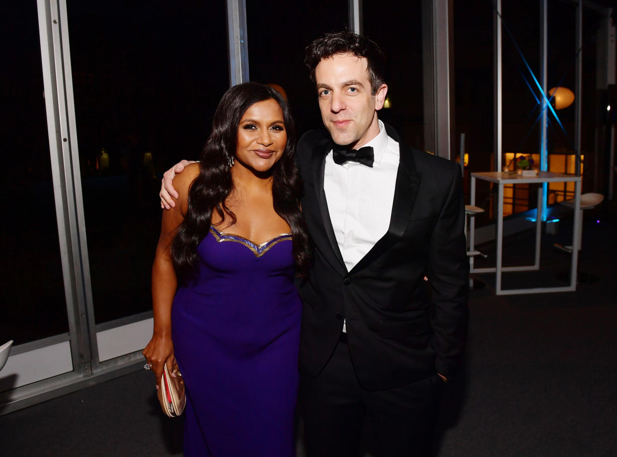 Mindy Kaling and B. J. Novak at the 2020 Vanity Fair Oscar party on Feb. 9, 2020, in Beverly Hills. (Matt Winkelmeyer / VF20/WireImage via Getty Images)