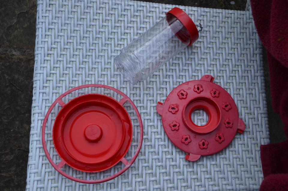 This is an example of a simple hummingbird feeder that is easy to clean and maintain.