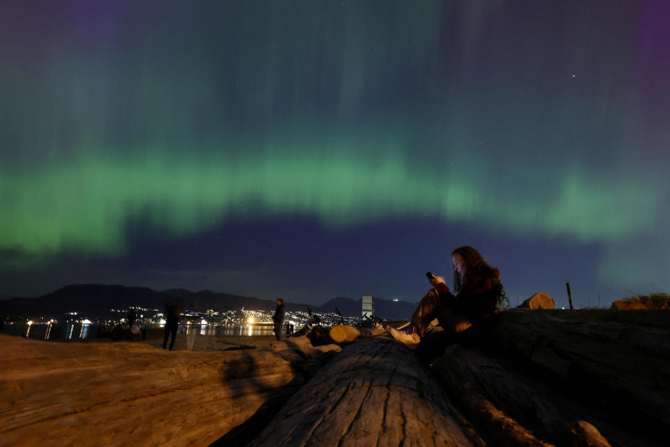 The aurora borealis over Jericho Beach in Vancouver, British Columbia, in Canada on May 10, 2024. / Credit: Chris Helgren / REUTERS