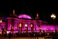 The Grand Palais in Paris illuminated in pink ahead of the 2016 Victoria's Secret Fashion Show, on November 30, 2016