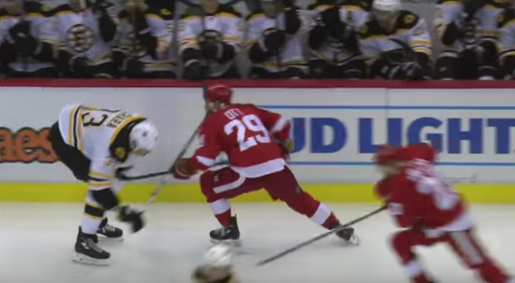 Zdeno Chara speared by Steve Ott screen shot. 