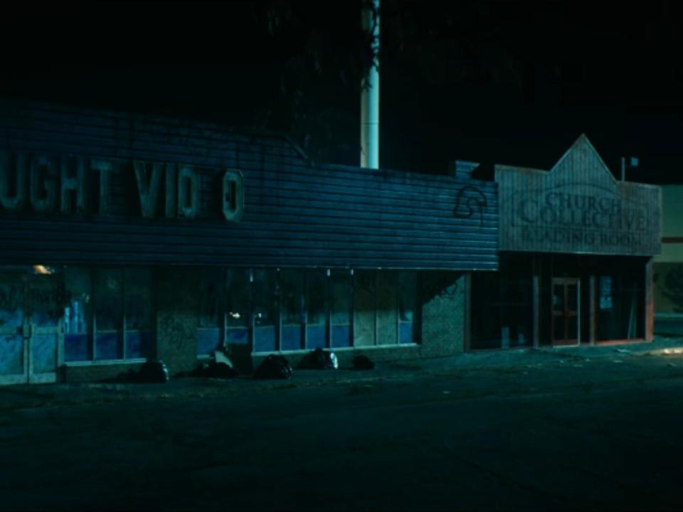 An abandoned Vought Video store on the season four premiere of "The Boys."