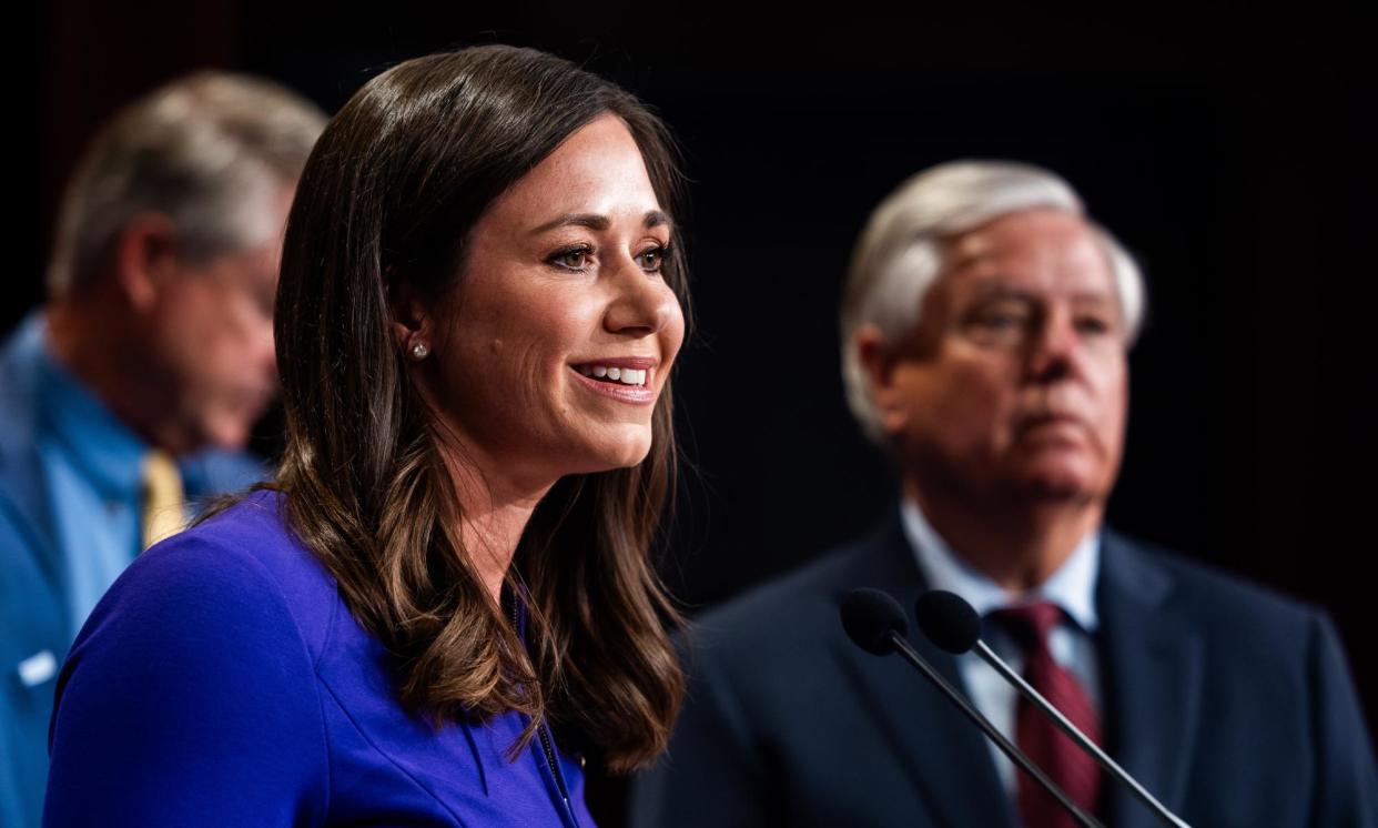 <span>Katie Britt at the US Capitol in Washington DC on 9 May 2024.</span><span>Photograph: Jim Lo Scalzo/EPA</span>