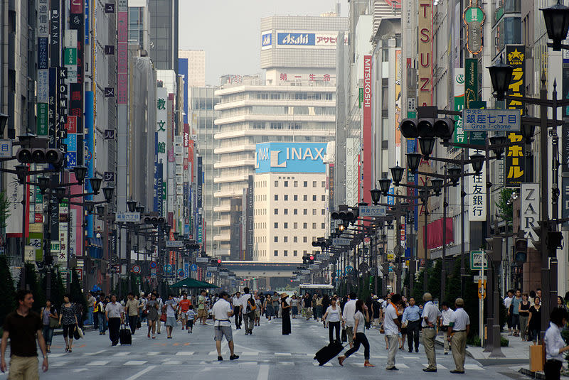 3 | Ginza - Tokio. El promedio anual de alquiler fue de $11,000 el metro cuadrado, con un aumento del 8.7 por ciento. (Rob Hooft/Wikimedia Commons)