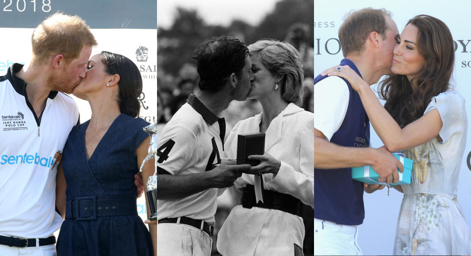The royals aren't object to the occasional kiss. [Photos: Getty, PA, Getty]