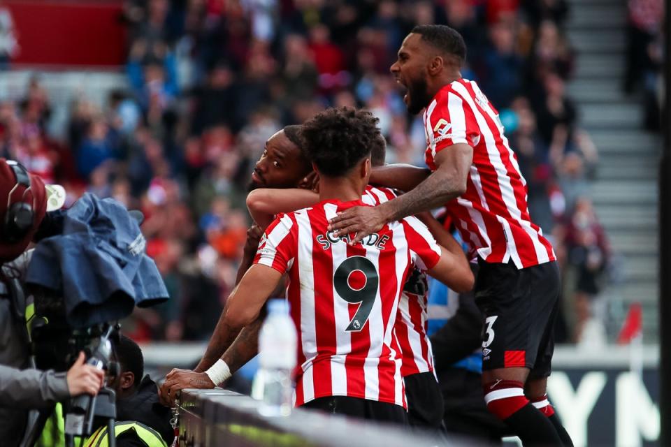 Ivan Toney opened the scoring before Douglas Luiz’s equaliser (PA)