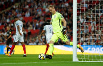 <p>Soccer Football – 2018 World Cup Qualifications – Europe – England vs Slovakia – London, Britain – September 4, 2017 England’s Joe Hart kicks the ball after Slovakia’s Stanislav Lobotka scored their first goal Action Images via Reuters/John Sibley </p>