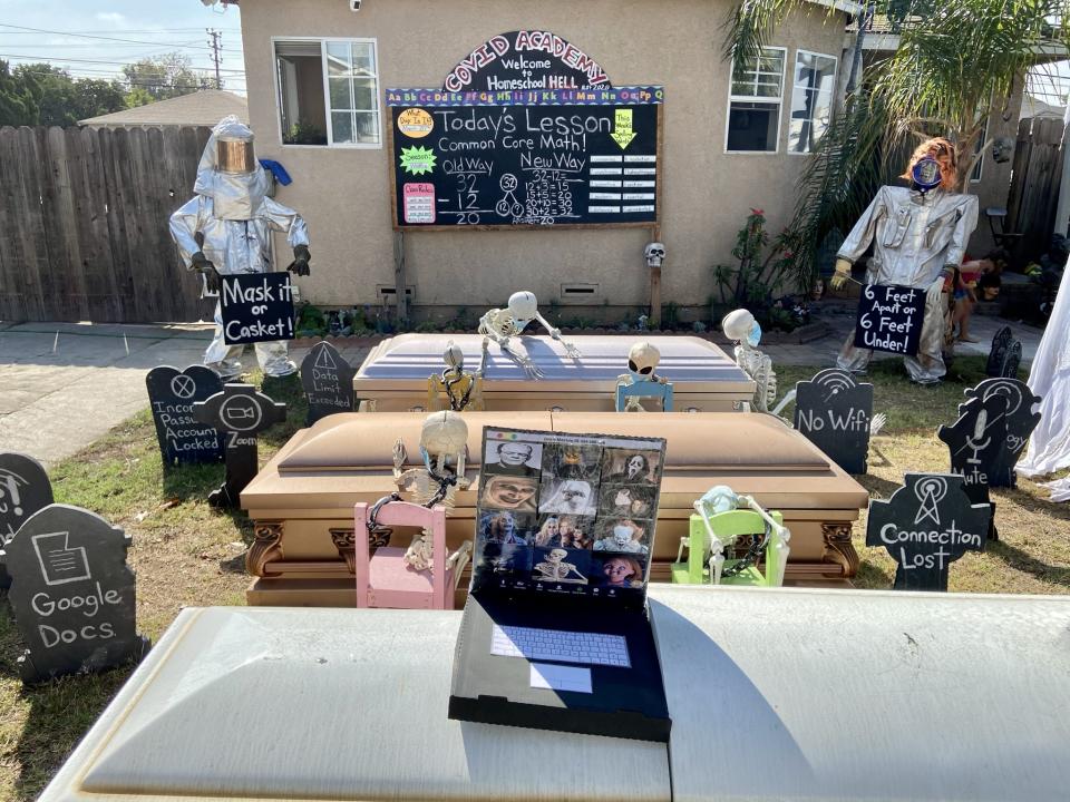 Louise’s Halloween display featuring the scariest thing of 2020 – homeschooling her children (Collect/PA Real Life)