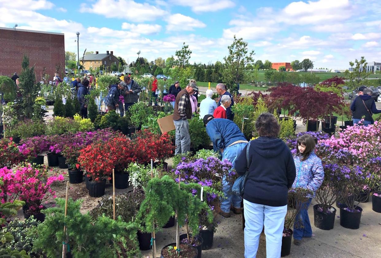 It is always a busy morning at Secrest Arboretum in Wooster during Plant Discovery Day, as shown at a previous sale. This year's plant and tree sale will be held on Saturday, May 13.