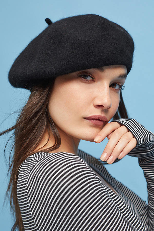 Berets were the "it" topper for fall runways in 2017, and it looks like&nbsp;it's on the upswing for next year, too. And why not? They're cute, super lightweight, easy to wear, and take any look from bland to bold.&nbsp;<br /><br />Pictured: <a href="https://www.anthropologie.com/shop/bonnie-beret?color=001&amp;quantity=1&amp;size=One%20Size&amp;type=REGULAR" target="_blank">Bonnie Beret from Anthropologie</a>