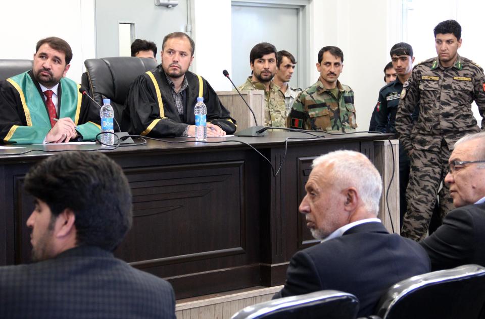 A trial taking place at the anti-corruption judicial center in Kabul, Afghanistan in July 2017.