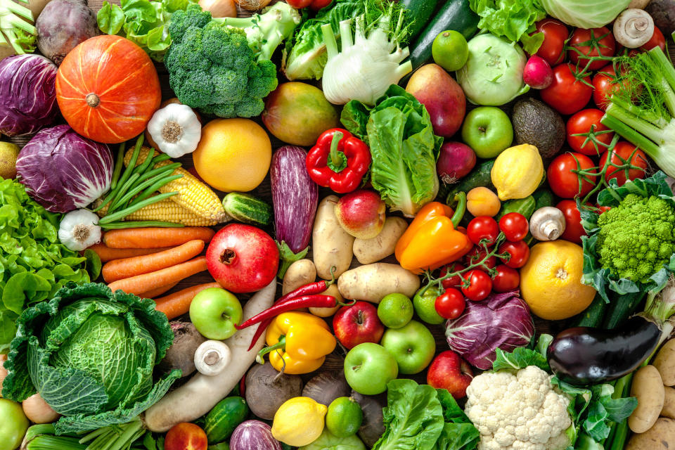 Colourful fruit and vegetables