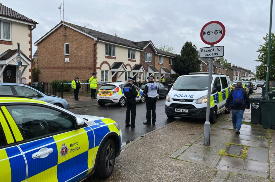 Police officers at the scene in Priory Road, Dartford (Joseph Draper/PA Wire)