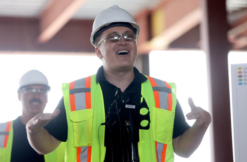 Thirst owner Ethan Cisneros talks to the media about opening a Thirst in Concourse B as phase three of the Salt Lake City International Airport construction continues in Salt Lake City on Tuesday, June 20, 2023. | Kristin Murphy, Deseret News