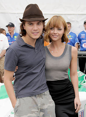 Emile Hirsch and Christina Ricci at the Long Beach Grand Prix and Toyota Pro/Celebrity Race for the Speed Racer cast photo shoot