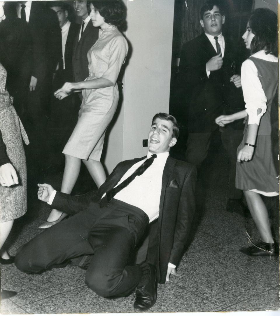 Henry Winkler as a teen, showing off his moves at a high school dance.