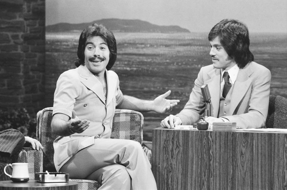Singer Tony Orlando (left) during an interview with guest host Freddie Prinze on 