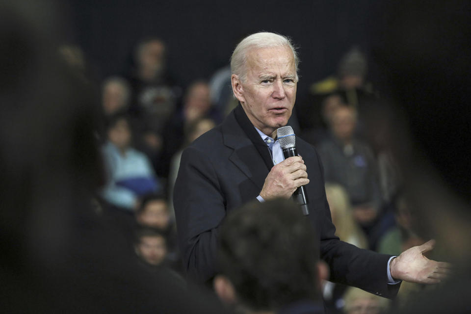 Democratic presidential candidate and former Vice President Joe Biden speaks at a campaign event in Nashua, N.H. Sunday, Dec. 8, 2019. (AP Photo/Cheryl Senter)
