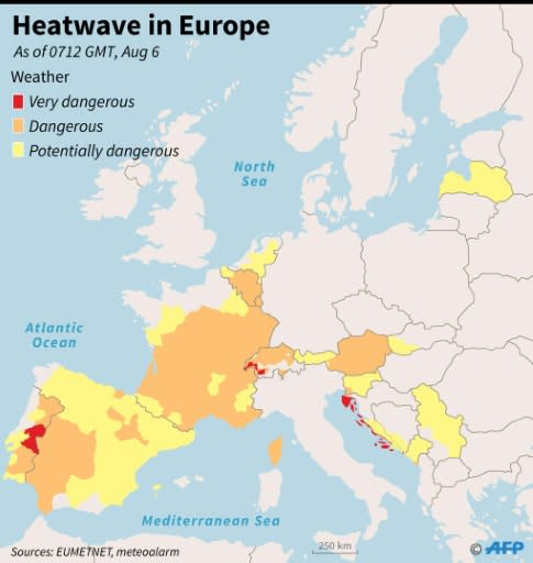 A graphic showing the heatwave in Europe