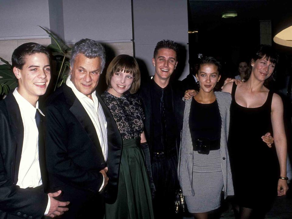 <p>Ron Galella, Ltd./Ron Galella Collection/Getty</p> Tony Curtis, Ben Curtis, Kelly Curtis, Nicholas Curtis, Allegra Curtis and Jamie Lee Curtis attend Tony Curtis