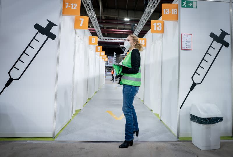 COVID-19 vaccination centre at a former ice stadium in Berlin