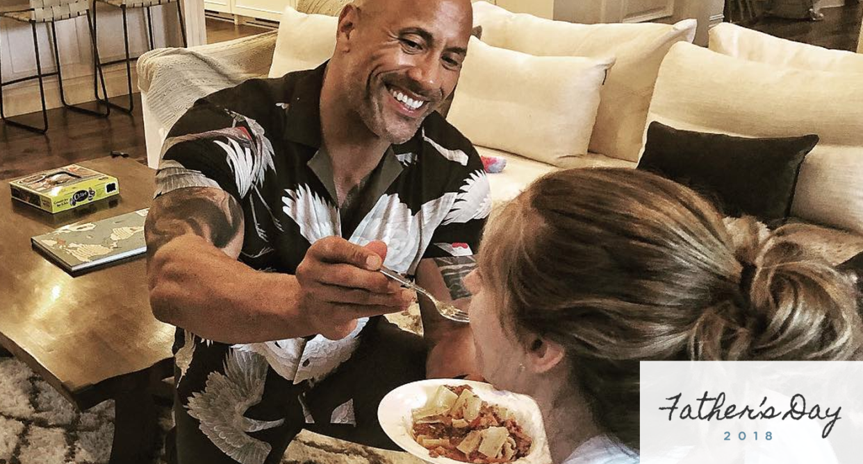 “The Rock” in a popular Instagram photo showing him as a loving dad. (Photo: Instagram/Dwayne Johnson)