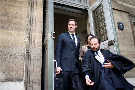 Former All Blacks rugby player Alexander "Ali" Williams, who is charged with purchasing cocaine in February while a player for French club Racing 92, leaves the courthouse in Paris, France, April 5, 2017. REUTERS/Charles Platiau