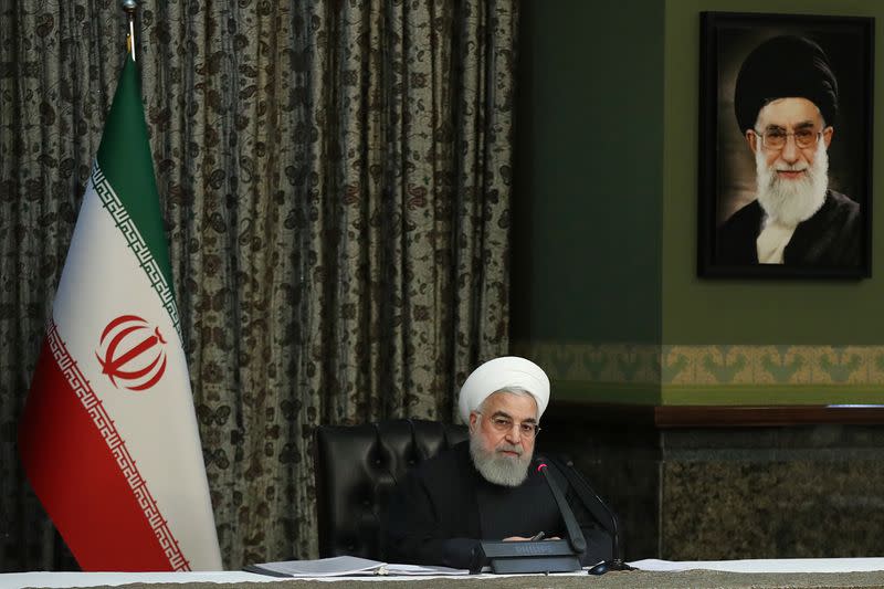 Iranian President Hassan Rouhani speaks during the cabinet meeting in Tehran