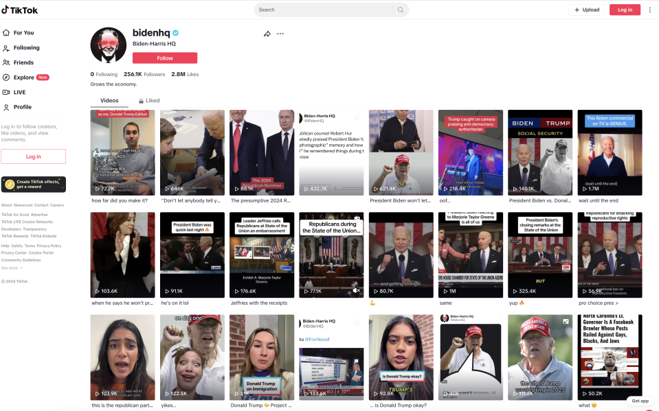 President Biden's TikTok page