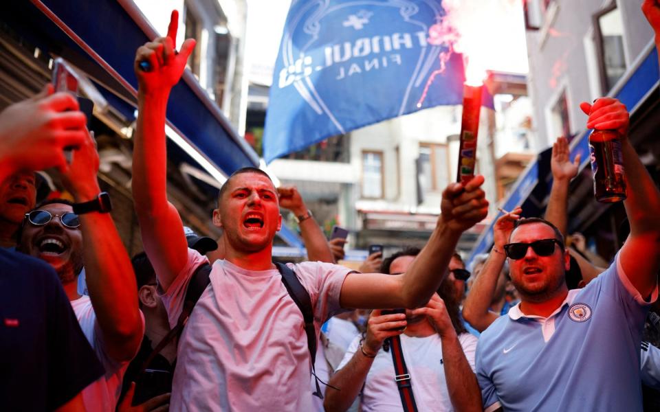 Man City fans enjoying themselves in Istanbul - Reuters/Kemal Aslan