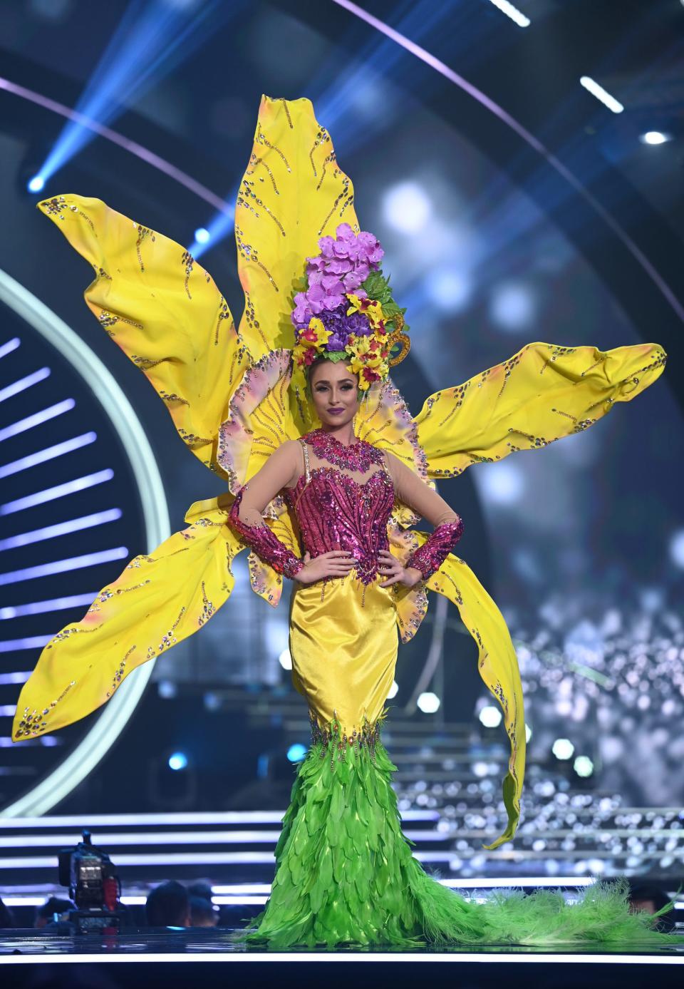 Miss Cayman Islands participates in the 2021 Miss Universe National Costume Contest.