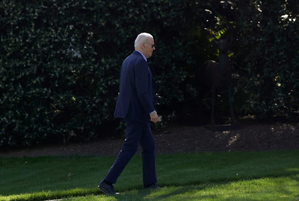 US president Joe Biden arrives at the White House in Washington, DC, on 13 April 2024 (AFP via Getty Images)