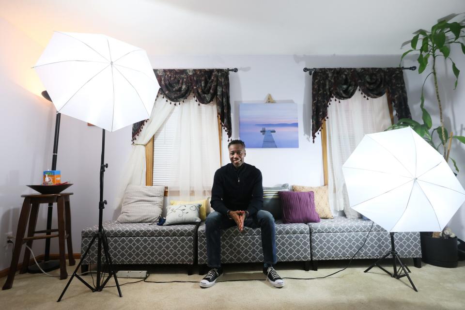 Kenneth Farmer, a Memphis actor who has a supporting role in the new movie "Alice," which debuts this month at the Sundance Film Festival, sits in his home studio on Thursday, January 13, 2022. 